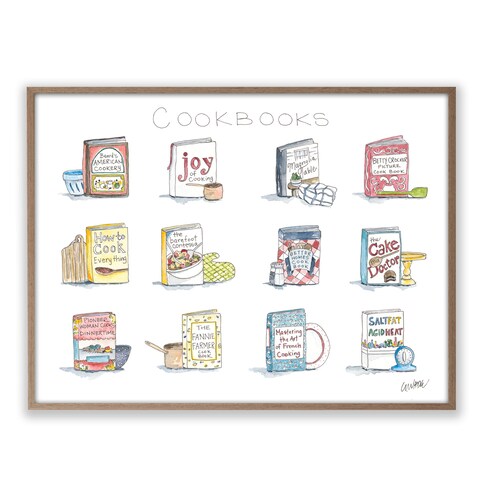 Cookbooks Painting Art Print Kitchen Cook Watercolor