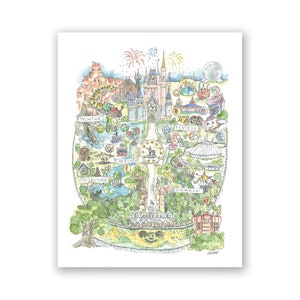 Florida Theme Park Watercolor Map Art Print image 4