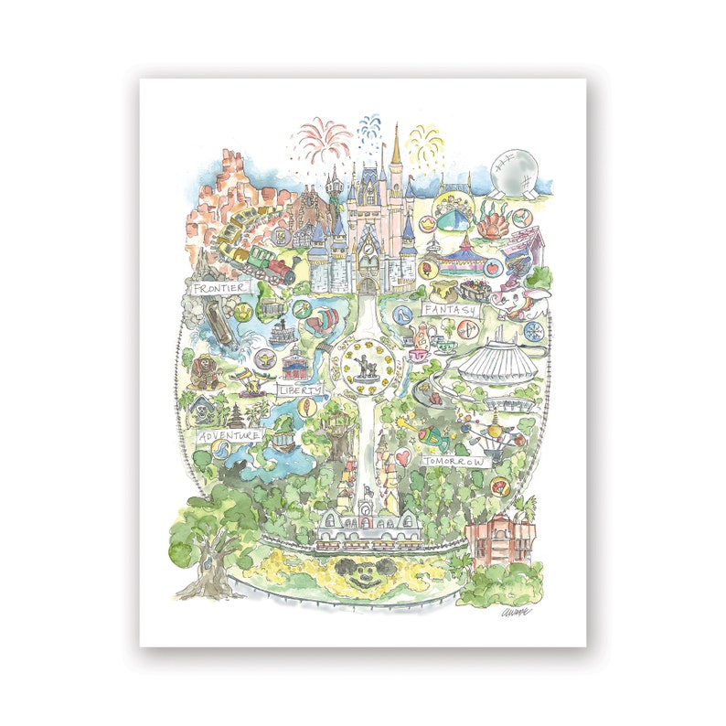 Florida Theme Park Watercolor Map Art Print image 4