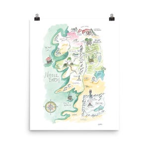 Middle Earth Map Large Watercolor Art Print