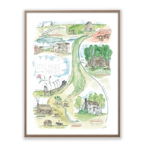 Laura Ingalls Little House on the Prairie Watercolor Map Art Print