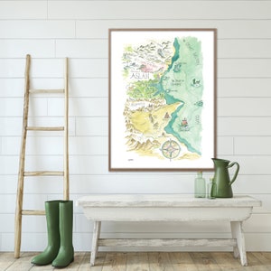 Aslan Chronicles Wardrobe Watercolor Art Map Print immagine 3