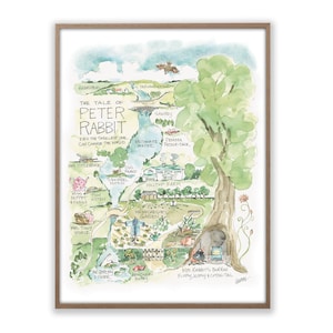 Peter Rabbit Watercolor Map Art Print Easter