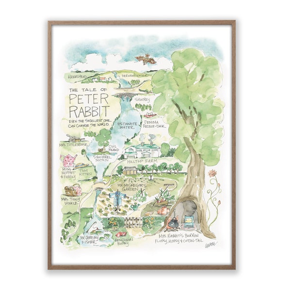 Peter Rabbit Watercolor Map Art Print Easter