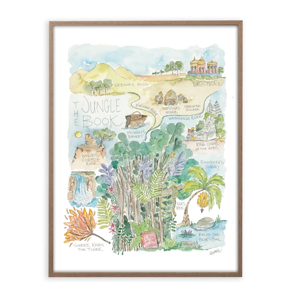 Jungle Book Watercolor Map Art Print