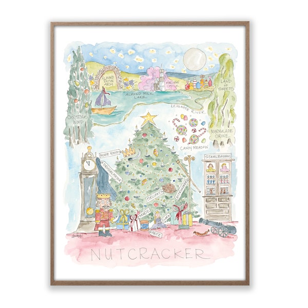 Nutcracker Watercolor Map Art Print