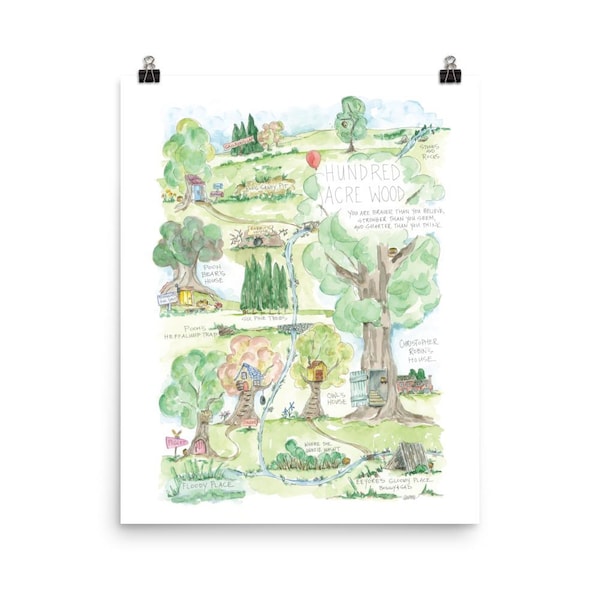 Pooh's Hundred Acre Wood Large Watercolor Art Poster
