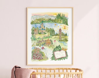 Once Upon a Time Oversized Watercolor Princess Art Print