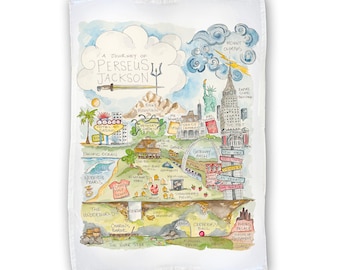 Perseus Jackson Story Map Tea Towel
