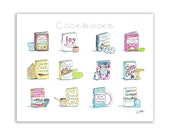 Cookbooks Watercolor DOWNLOAD Kitchen Cook Chef Art