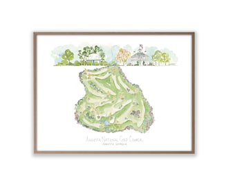 Augusta National Watercolor Golf Course Art Print