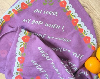 How Great Thou Art Hymn Tea Towel, 100% Cotton
