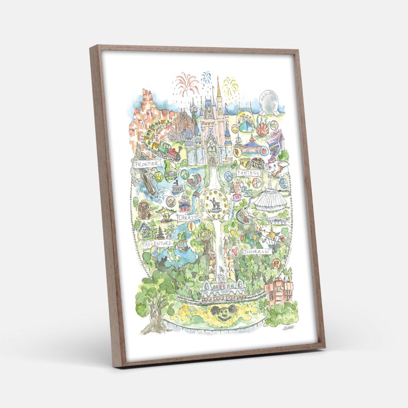 Florida Theme Park Watercolor Map Art Print image 2