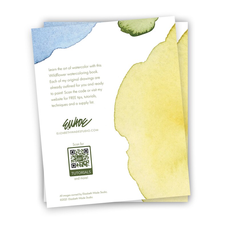 Wildflower Watercolor Book Coloring Painting Art Lessons Etsy