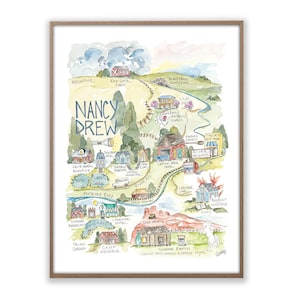 Nancy Drew Watercolor Map Art Print Detective
