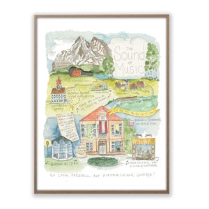 The Sound of Music Watercolor Map Art Print