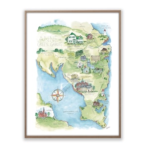 Anne of Green Gables and Avonlea Watercolor Map Art Print