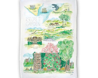 Secret Garden Story Map Tea Towel