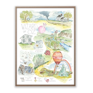 Wizard of Oz Watercolor Map Art Print