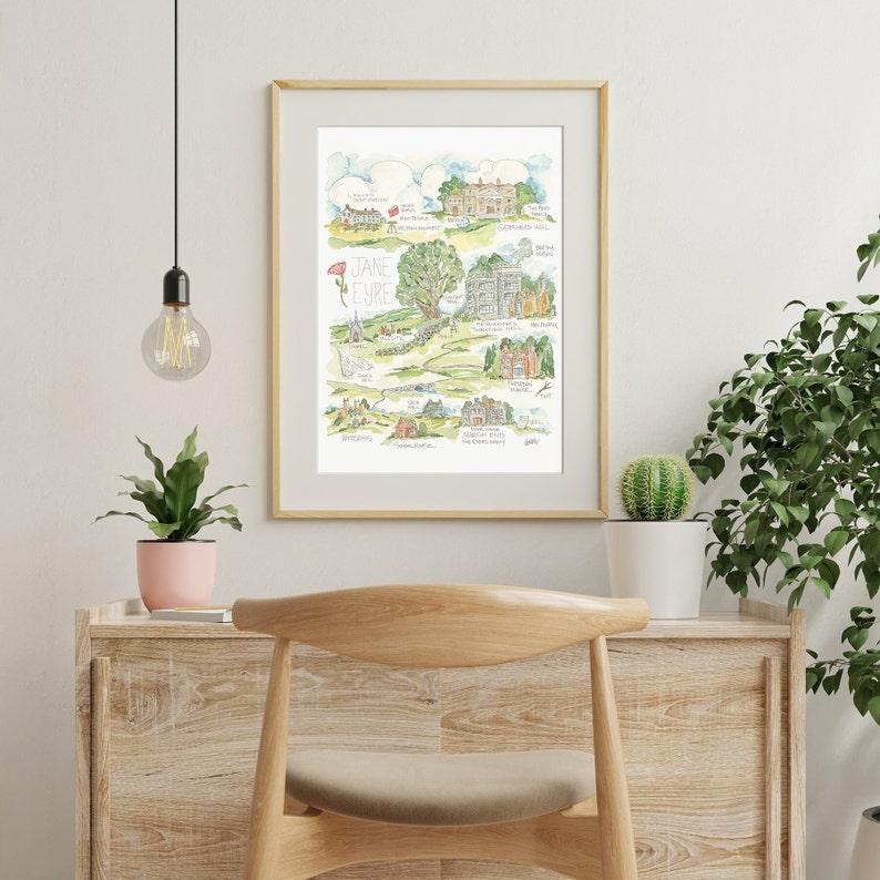 Jane Eyre Map Art Print Charlotte Bronte image 4