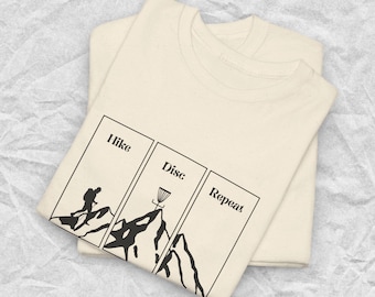 T-shirt de disc golf amusant - T-shirt de randonnée Disc Repeat