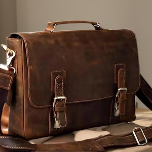 sac à bandoulière haut de gamme fait à la main porte-documents en cuir pour hommes sac d'ordinateur portable sac à bandoulière en cuir sac messager en cuir - cadeau de Noël -