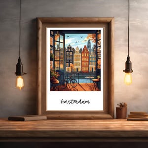 Amsterdam Cityscape Art Print: Netherlands Travel Poster (Digital Download)