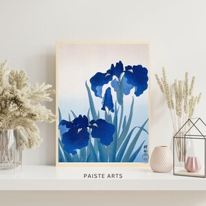 Impression d&#39;art de fleurs d&#39;iris d&#39;Ohara Koson | Art mural japonais | décoration botanique vintage | Décoration d&#39;intérieur inspirée de la nature