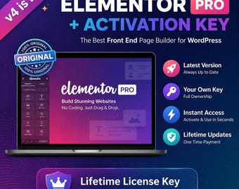 Elementor Pro License Key Lifetime Access | WordPress Page Builder Plugin | Genuine Activation | Latest Version Instant Download