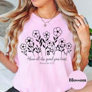 Guard Your Heart Proverbs 4:23 Shirt, Floral Comfort Colors® Shirt, Christian Shirt for Women, Bible Verse Tee, Faith Shirt, Scripture Gift