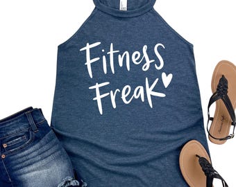 Fitness Freak Tank Top - Fun Gym Apparel for Women - Motivational Workout Shirt - Womans Activewear Top for Fitness Enthusiasts