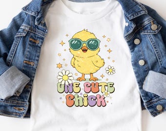 One Cute CHICK - Kids Easter Shirts , Girls, Children's Easter Tees, Infant, Toddler and Youth Sizes, Multiple colors available
