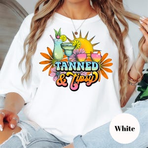 Tanned and Tipsy Comfort Colors® Shirt, Funny Beach Drinking Tee for Summer, Tropical Vacation Shirt for Women, Girls Trip Shirt, Pool Party
