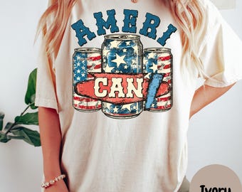 AmeriCAN Beer Shirt, Comfort Colors® Shirt, Patriotic 4th of July Tee, Funny USA Graphic Shirt, Red White and Blue Shirt, Summer Party Tee