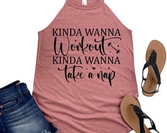 Funny Workout Tank Top: Kinda Wanna Nap Gym Shirt