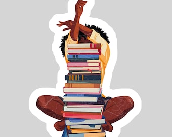 Black Girls Read Book Stack – 3" Waterproof Bookish Sticker with Holo Overlay – Reading, Books, Reader Gift, Book Lover