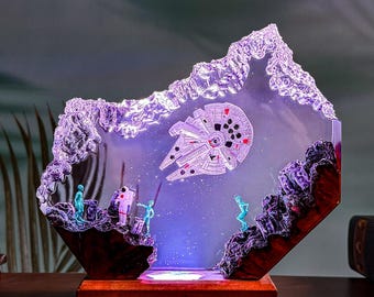 Up Cycled IKEA Kajuta Table Lamp, Spaceship, Alien, Shadow Casting