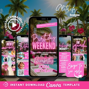 Girls trip Itinerary template Invite Girl Trip Itinerary,Vacation planner,Birthday Getaway Invite,Hen weekend Invite,Girls Weekend Invite