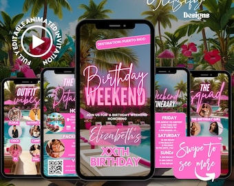 Girls Trip Itinerary Template: Birthday Getaway Invite (Digital Download)
