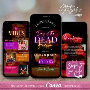 Invitación a la fiesta del Día de los Muertos, invitación digital para la fiesta del Día de los Muertos, día de los muertos, invitación de Halloween, digital, fiesta