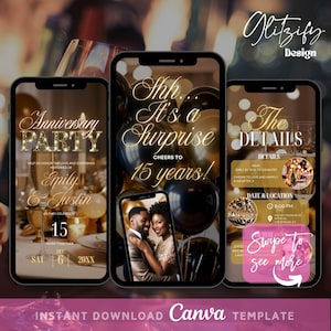 Surprise Anniversary Party Invitation,Text Invitation Anniversary,Surprise anniversary Dinner Invite,Digital Invitation,20th,30th,40th,50th