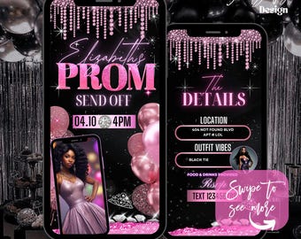 Pink Animierte Einladung zum Abschlussball: Glam Digital Invite (Canva-Vorlage)