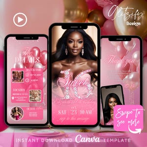 Silver Pink Sweet Sixteen Invitation,16th Birthday Digital Birthday Invitation,Animated Invite,Birthday Party Invite,Sweet 16 Digital Invite