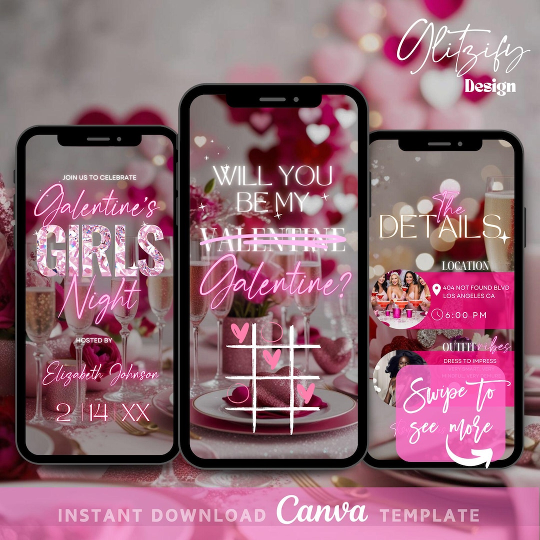Galentine's Girls Night Invitation,valentine's Party Invitation,pink ...