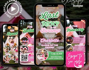Swamp Bachelorette Animated Invitation: Girls Getaway, Canva Template (Digital Download)