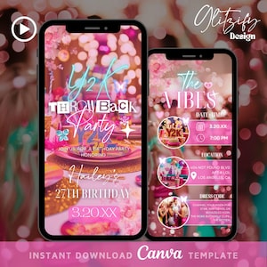 Invitación animada para fiesta de cumpleaños retro del año 2000 (descarga digital)