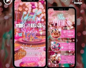 Y2K Throwback Birthday Party Animated Invitation (Digital Download)