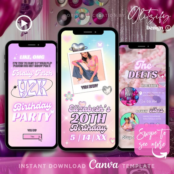 Y2K Birthday Party Invite: Animated Retro Theme (digital Download) - Etsy  Israel