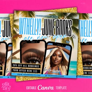 June Booking Flyer, Summer Lash Deal Books Flyer,Summer Nail Booking Flyer,Lash Flyer,June Books Open,June Lash Flyer,June Hair Flyer,Mua