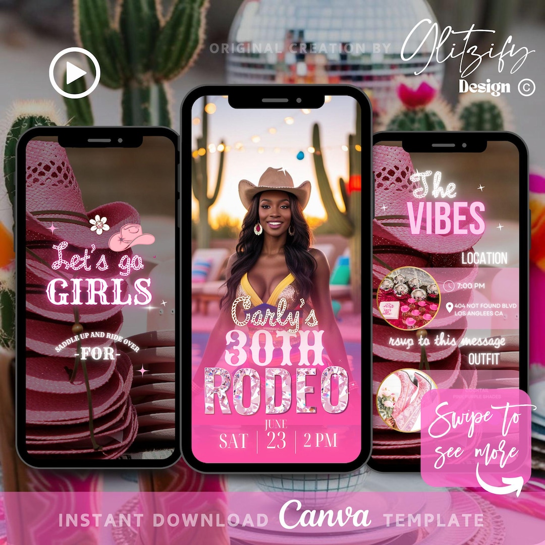 Rodeo Birthday Party Animated Video Invitation: Cowgirl Theme (instant ...